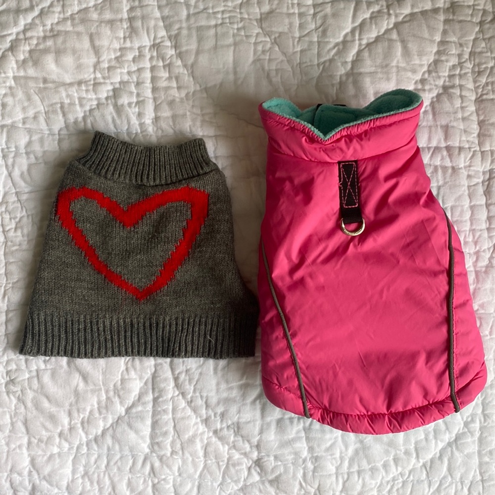 Size SMALL pet jacket and sweater